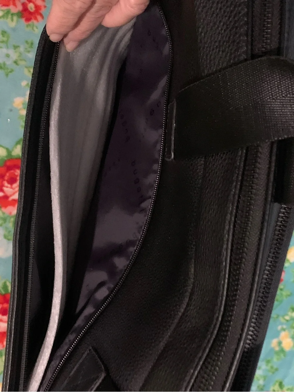 Bugatti Black Leather Briefcase Laptop Carry on Bag With Bakelite Logo